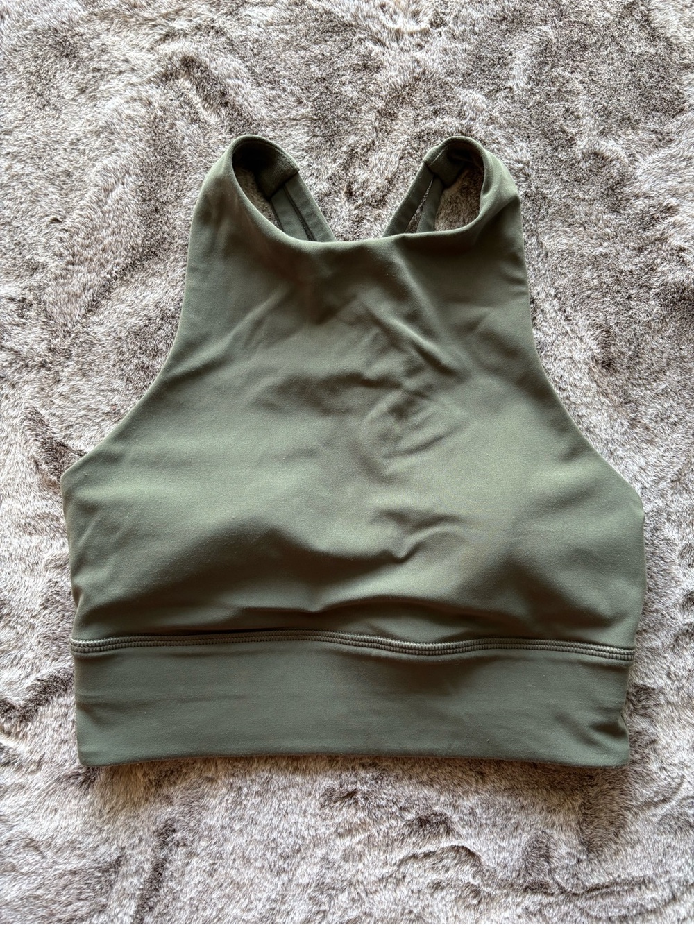 Lululemon Energy High-Neck Longline Sports Bra - Size 4 - Olive Green